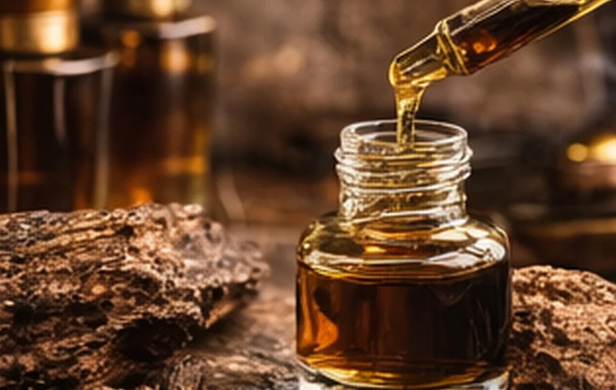 Oud oil drop close-up